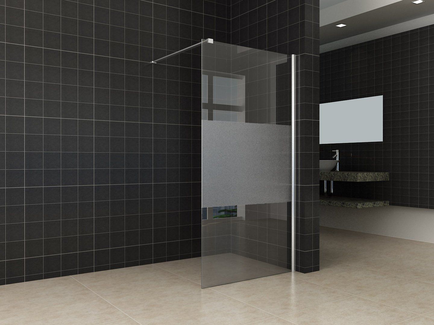 Praya Inloopdouche Miami 80x200cm Antikalk Helder/Mat Glas Chroom Profiel 10mm Veiligheidsglas Easy Clean