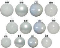 Decoris Kerstballen - 42x - Wit - Glas - 5-6-7 cm - Mat/Glans/Glitter