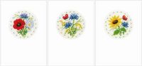 Vervaco - Wenskaart kit - Veldbloemen set van 3