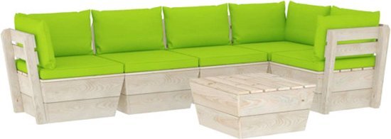 vidaXL 6-delige Loungeset met kussens pallet vurenhout