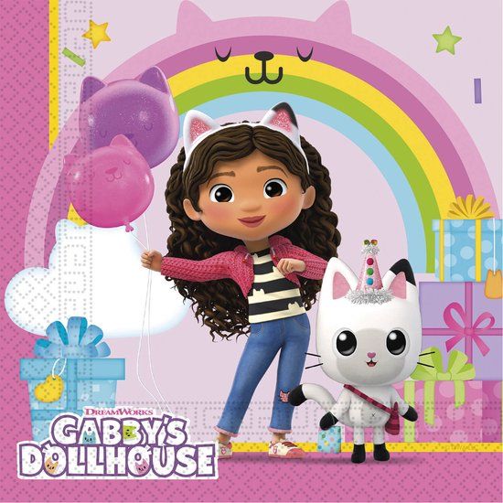 Top1Toys Lobbes Servetten Gabby's Poppenhuis - 20 stuks - Roze