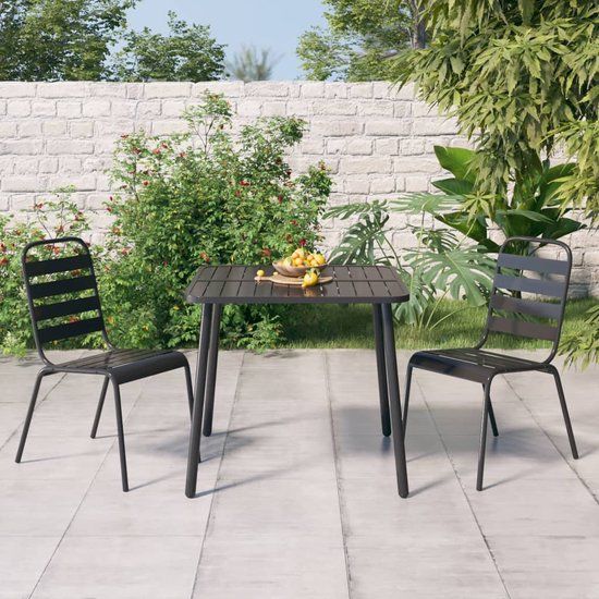 The Living Store Eethoek - Antraciet - 80x80x71 cm - 4 zitplekken - Metaal