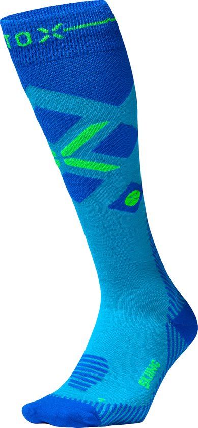 STOX Energy Socks Skisokken Heren - Compressiekousen - Merino Wol Sokken Turqouise - Ski & Snowboard Compressie Sokken - Maat L: 43-47 - 1 Paar