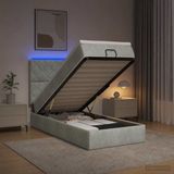 vidaXL Ottomaanse Bed met Matras en LED Lichtgrijs 90 x 190 cm fluweel