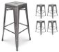 Ensemble de 4 tabourets de bar, métal brut, galvanisé, hauteur 76 cm