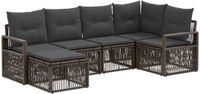 vidaXL Tuinbank - Set - 6 zitplekken - Grijs - Polyrattan