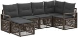 vidaXL Tuinbank - Set - 6 zitplekken - Grijs - Polyrattan