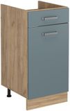 Vicco Keukenonderkast R-Line, Blauw-grijs/Goudkleurig Eiken, 40 cm zonder werkblad