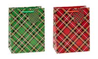 TSI Geschenkzakjes TARTAN, verpakking van 12, medium (23 x 18 x 10 cm)
