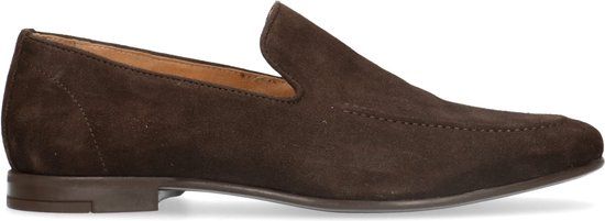 Manfield - Heren - Donkerbruine suède loafers - Maat 44