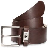 Tom Tailor - TTCOREY leren riem met hoekige gesp - Maat 90 - brown uni