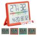 GIFTMARKET - Digitale binnenthermometer met hygrometer, comfortindicator, klok en kalender, kleur rood, ideaal voor thuis, ABS-materiaal, afmetingen 9,3 x 7,2 x 1,6 cm