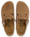 Birkenstock Boston Cuir Daim Thé Foncé Étroit Sandales