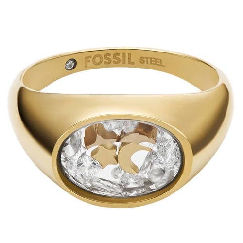 Fossil Sadie JF048967107 Damesring van goudkleurig roestvrij staal