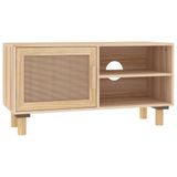 VidaXL Tv-meubel 80x30x40 cm massief grenenhout en rattan bruin