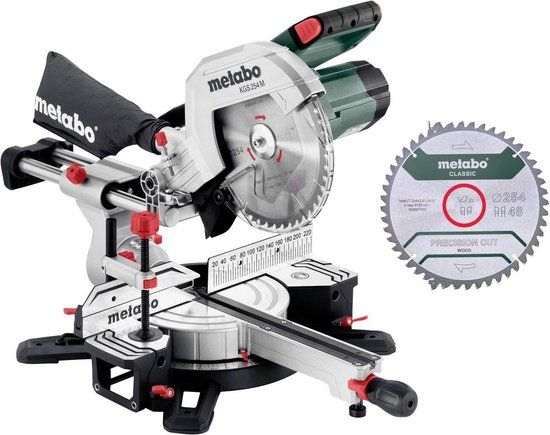 Metabo KGS254M SET Afkortzaag - 1450 W - 254 mm - Met trekfunctie - 2 zaagbladen