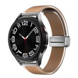 Wigento Samsung Galaxy Watch 6 / 5 / 4, 44mm en 40mm. Magnetische siliconen horlogeband, donkerbruin. Vervangende horlogeband