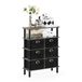 Furinno FRANS Entryway tafel, 4-laags gereedschapsloze montageconsoletafel met lade opbergbakken, open plank banktafel, bijzettafel, voor woonkamer, thuiskantoor, entree, Frans eiken/zwart/zwart