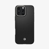 Spigen Enzo Aramid Hoesje Geschikt voor Apple iPhone 16 Pro Max - Aramide Back Cover - Compatibel met MagSafe - Militaire Standaard - Matte Zwart