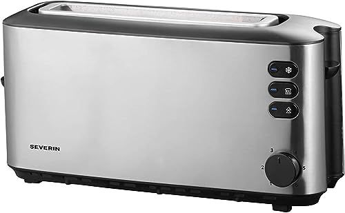 Severin AT 2515 Automatische Broodrooster, 1.000 W, 1 Lange Sleuf, Roestvrij Staal/Zwart