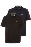 JP 1880 Heren Poloshirts Basic Set van 2 Piqué Gekamd Katoen Zwart Maat 8XL