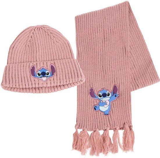 Lilo & Stitch Muts & Sjaal Set Roze - Kinderen - Unisex - Acryl