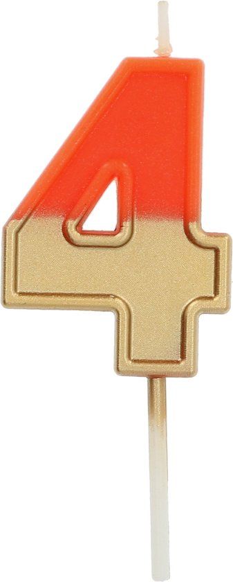 Folat Party Products Retro Cake Candle Number 4 Orange