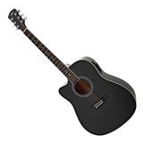 Gear4music Dreadnought Cutaway Linkshandige Elektro-akoestische Gitaar, Zwart