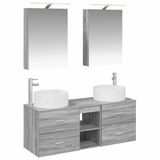 vidaXL Badkamermeubel Set 5 st Grijs Sonoma Bewerkt hout en glas