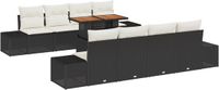 vidaXL Tuinbank Set 9-delig Zwart Polyrattan