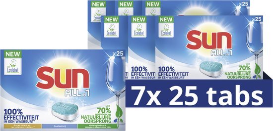 Sun All-in-1 Normaal Vaatwastabletten - 7 x 25 tabletten - Voordeelverpakking