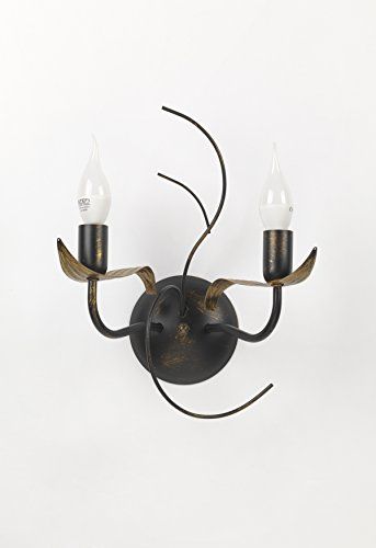ONLI Bugia Applique - 2 lampen - E14 - bruin/goudkleurig - 28 x 17 x 35 cm