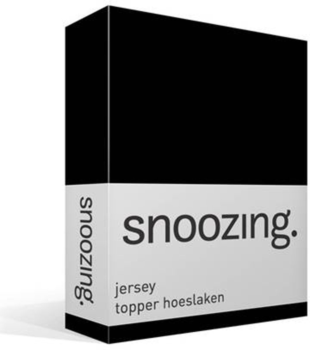 Snoozing Jersey - Topper Hoeslaken - 100% gebreide katoen - 200x210/220 cm - Zwart