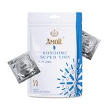 AMOR Super Thin Premium Condooms, Extra Dunne Wanddikte 0,04 mm, Ø 53 mm, Verpakking van 50