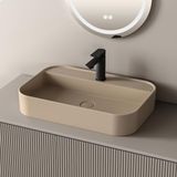 EMKE Wastafel badkamer, vierkant, 60,3 x 40,1 x 11 cm, mat lichtbeige