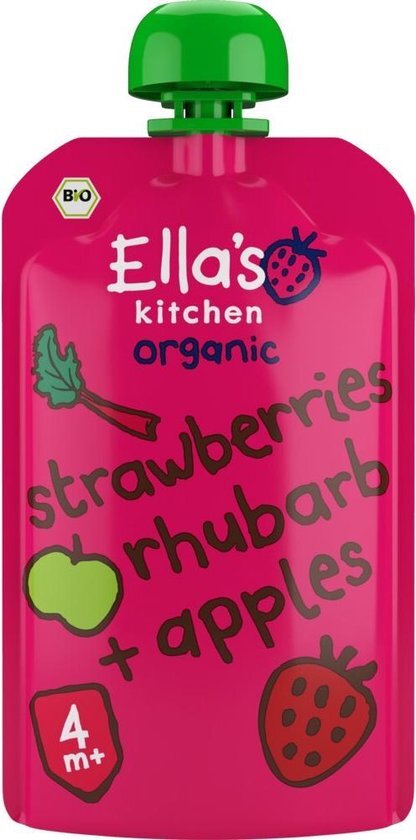Ella&#39;s kitchen Strawberry Rhubarb &amp; Apple 4+ m 120 gr
