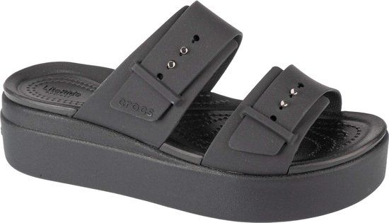 Crocs Brooklyn Low Wedge Sandals - Black - Women's Size 38/39