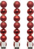 Decoris 21x boules de Noël en plastique rouge - 8 cm - brillant mat pailleté - incassable - mix - décoration de Noël