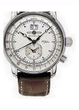 Zeppelin Mod. 7640-1 - Heren Polshorloge - RVS Kast - Leer Band - Zilverkleurig/Bruin
