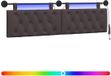 vidaXL - Hangend hoofdbord met LED-verlichting - Donkerbruin - Stof