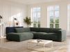 Vente-unique Grote hoekbank links met chaise longue-rugleuning in groene stof - POGNI van Maison Céphy