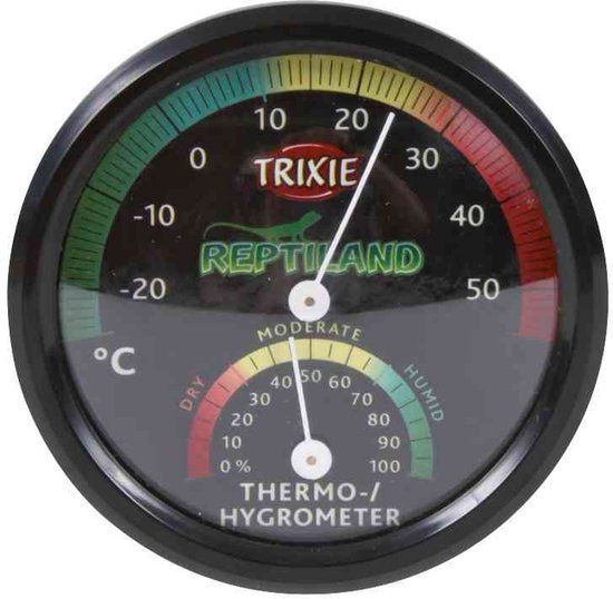Trixie Reptiel Thermometer Hygrometer Analoog - Meetbereik -25 °C tot 55 °C, 7.5x7.5 cm