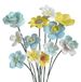 12 Pièces Décoration Florale en Céramique Faite à la Main pour Extérieur