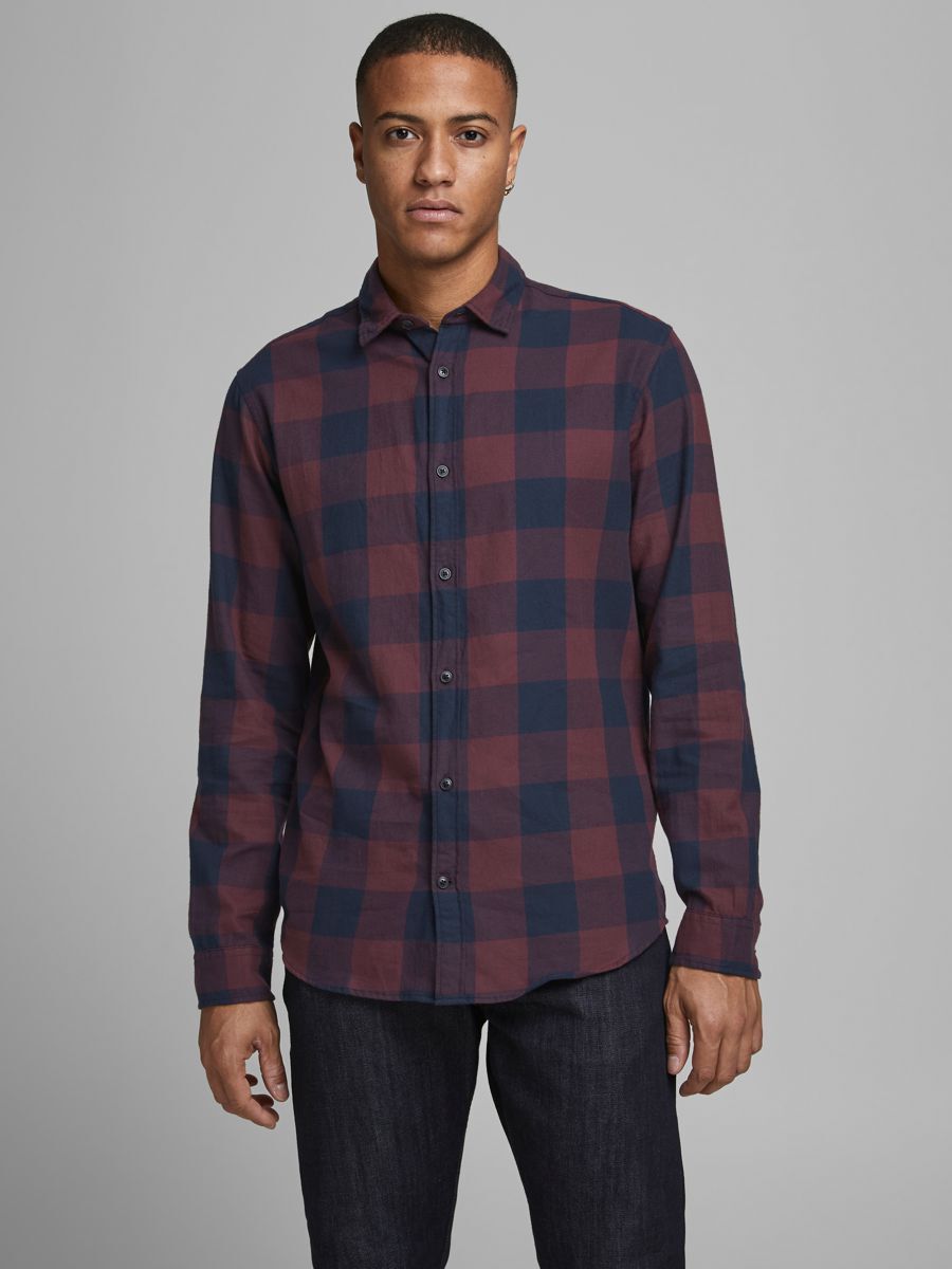 JACK & JONES JJEGINGHAM TWILL SHIRT Heren Overhemd - XL - Katoen