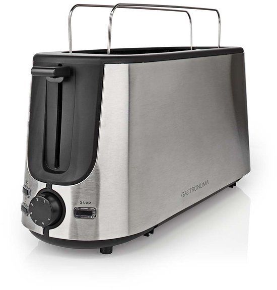 Gastronoma 18140004 - Broodrooster - 2 Sleuven - 1000 W - 7 Bruiningsstanden - Opwarmrek - Zwart