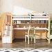Lit superposé pour enfants, grand bureau, étagères, écologique, bois massif/MDF, sans matelas. Blanc et chêne