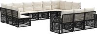vidaXL Tuinbank Set 13-delig Zwart en Crèmewit Polyrattan