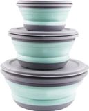 Unyqoos Bol pliable avec couvercle, 3 pièces, Bleu