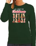 Bellatio Decorations Foute Kersttrui Dames All I want for Christmas Groen XXL