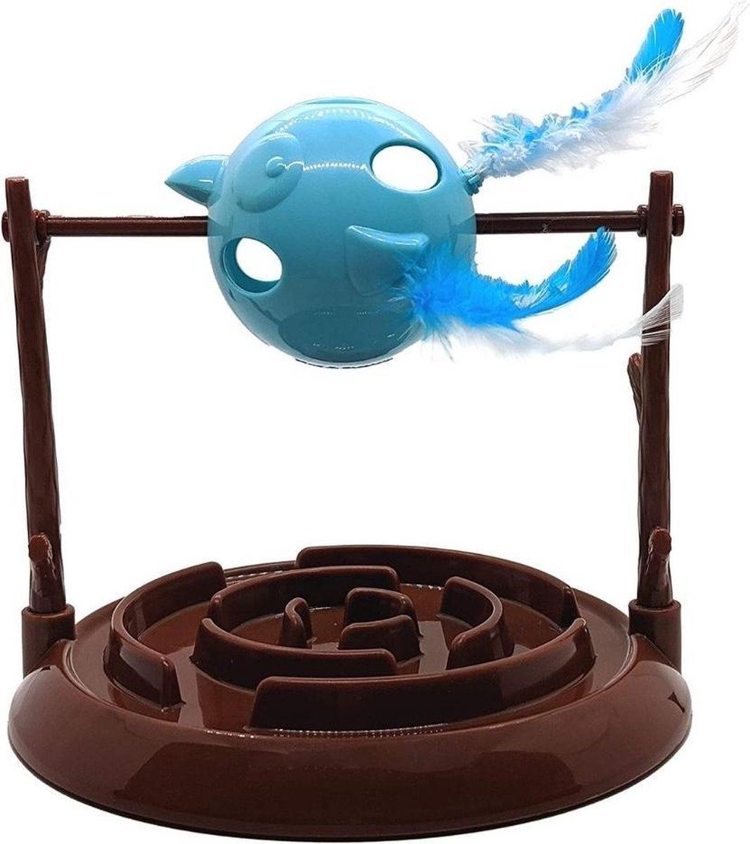 Doc & Phoebe's Twirly Bird Snacker - Interactief snackspeeltje voor katten - Draaiend puzzelspeelgoed met snacks - Stimuleert het jachtinstinct van je kat – Kattenspeelgoed voor katten met veel energie - Twirly Bird Snacker
